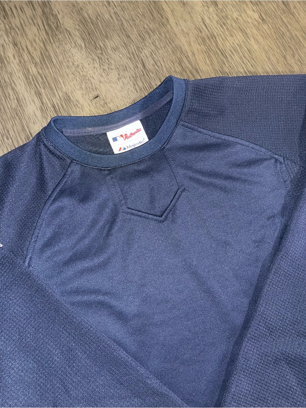 Majestic Navy Performance Crewneck Pullover Mens Sz L Therma Base Fleece Lined
